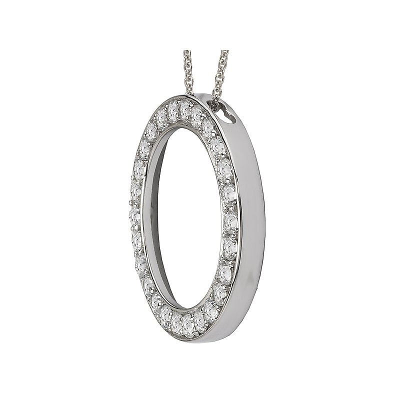 Aurenza Classics CZ Circle Necklace in 14K White Gold