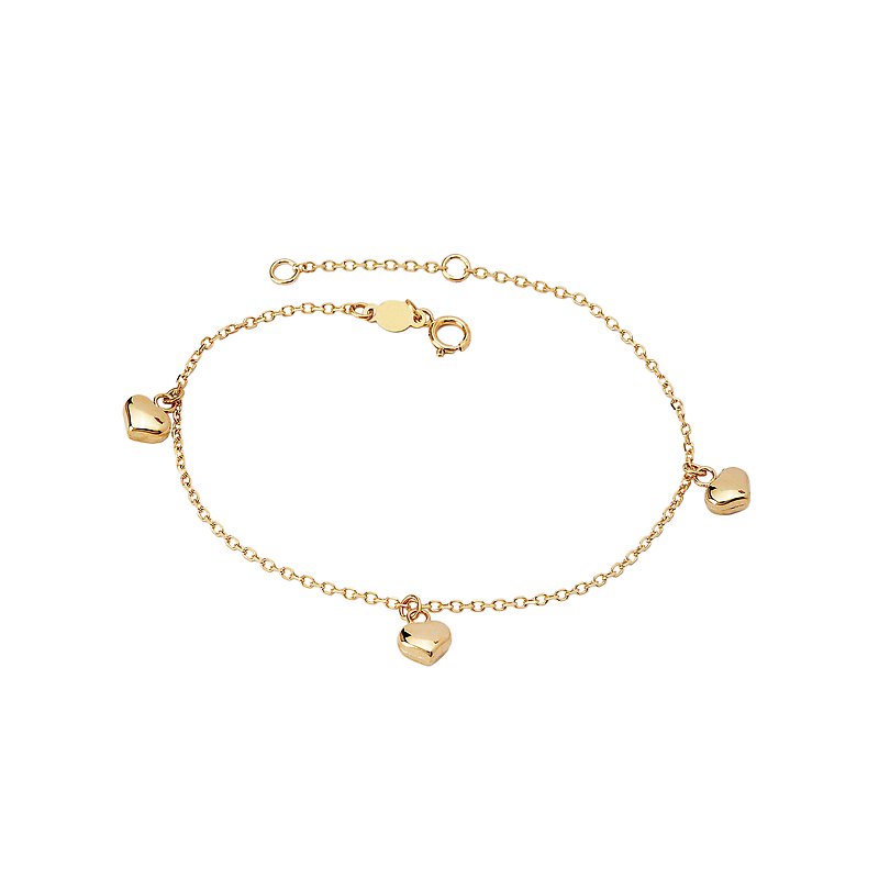 Luxora Italian 14kt Yellow Gold Puffed Heart Charm Bracelet