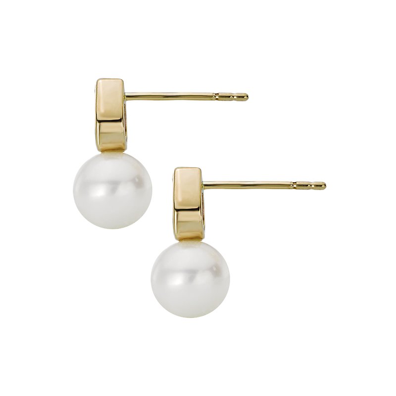 Luxora Pearl and Amethyst Earrings - 14K White Gold Drop Post Style
