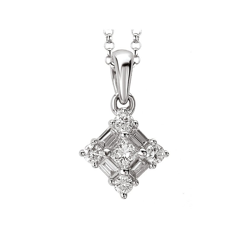 Aurenza Classics 14K White Gold Diamond Square Pendant