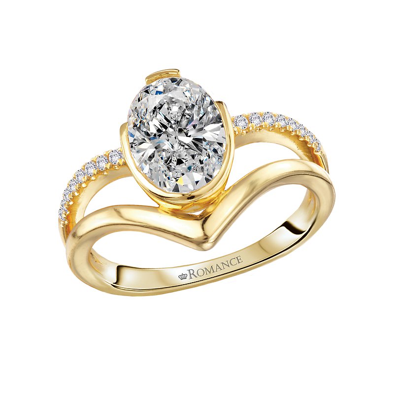 Orbelle Split Shank Semi-Mount Diamond Engagement Ring in 14K Yellow Gold
