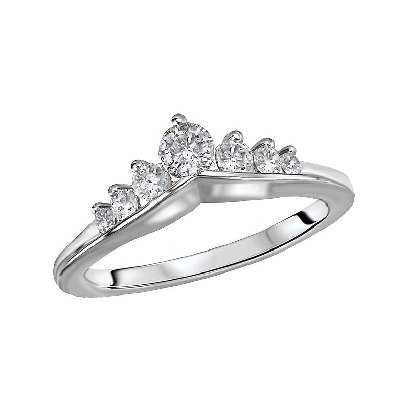 Curved Nesting Lab Grown Diamond Wedding Ring in 14K White Gold
