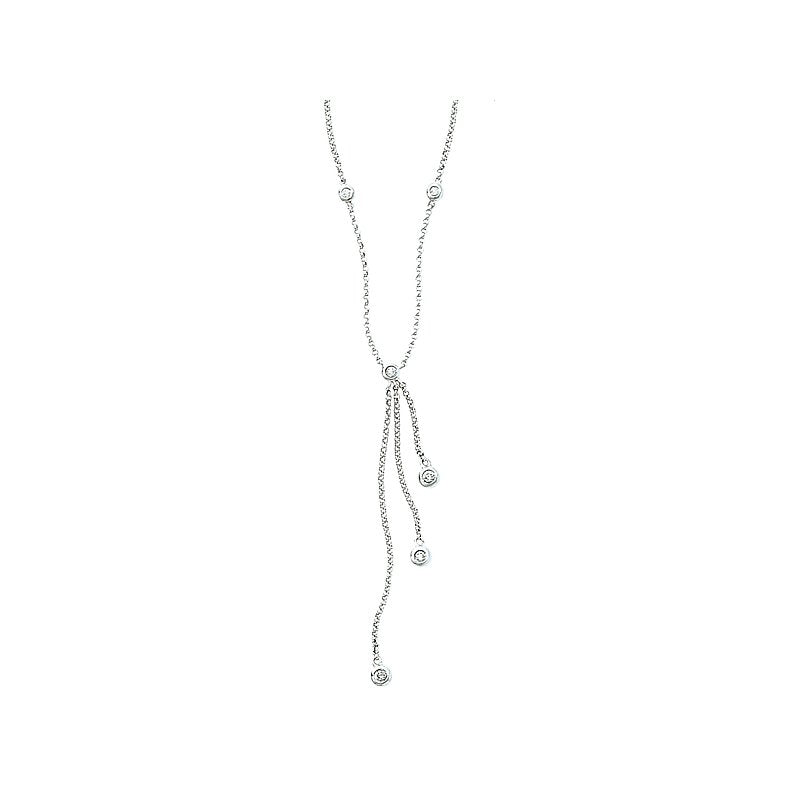 Aurenza Classics 14K White Gold Bezel Set Round Diamond Necklace
