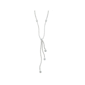 Aurenza Classics 14K White Gold Bezel Set Round Diamond Necklace