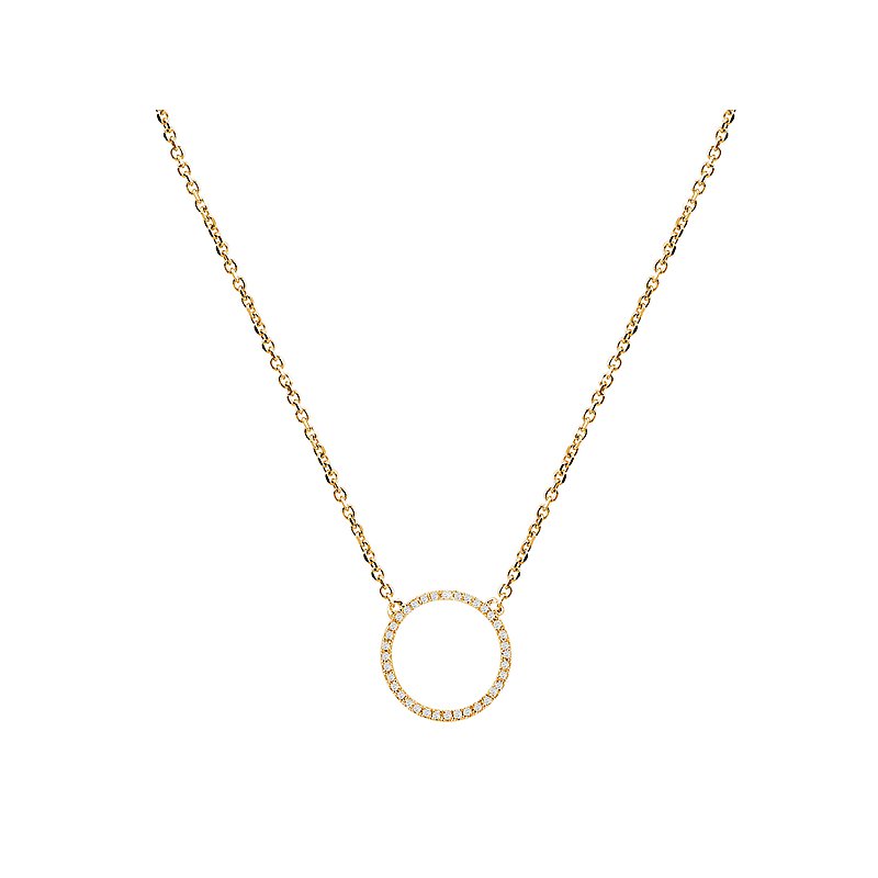 Luxora 14K Yellow Gold Diamond Circle Necklace | Adjustable Lariat Style