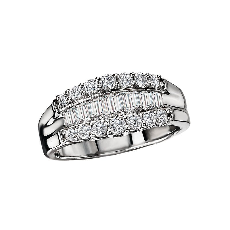 Luxora 14K White Gold Diamond Fashion Ring | Classic Baguette Cut Ladies Ring