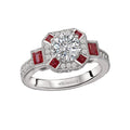 Orbelle Ruby and Diamond Halo Semi-Mount Ring in 18K White Gold