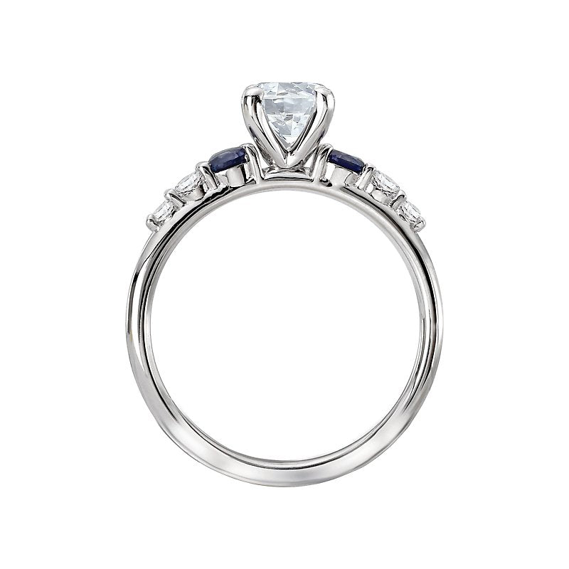 Glemera Bandora 14K White Gold Diamond and Sapphire Engagement Semi-Mount Ring