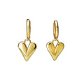Chic 14K Yellow Gold Heart Dangle Earrings - Luxora Collection