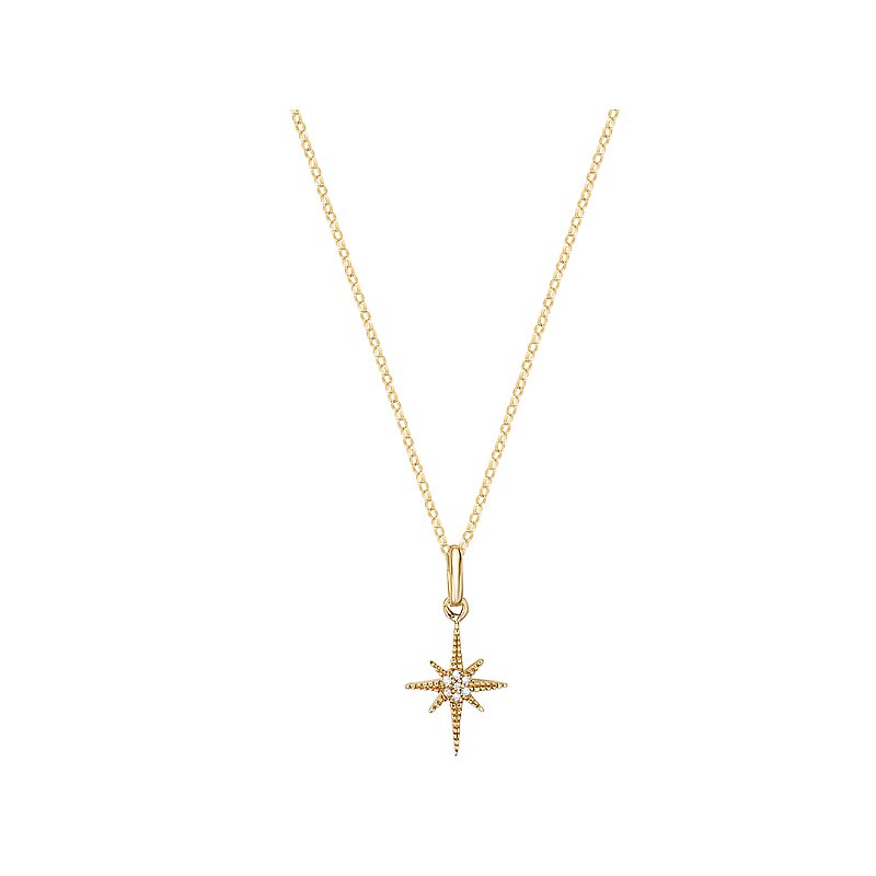 Luxora 14K Yellow Gold North Star Diamond Pendant