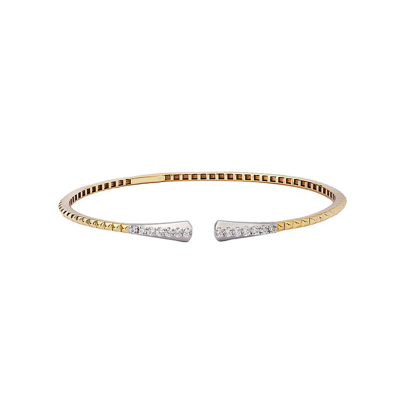 Luxora Two-Toned Diamond Cuff Bracelet | 14kt Yellow & White Gold with Round Diamonds