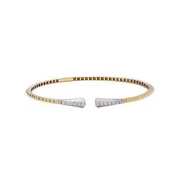 Luxora Two-Toned Diamond Cuff Bracelet | 14kt Yellow & White Gold with Round Diamonds