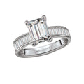 Orbelle Lab Grown Diamond Engagement Ring - Bandora 14K White Gold Band with Baguette Diamonds