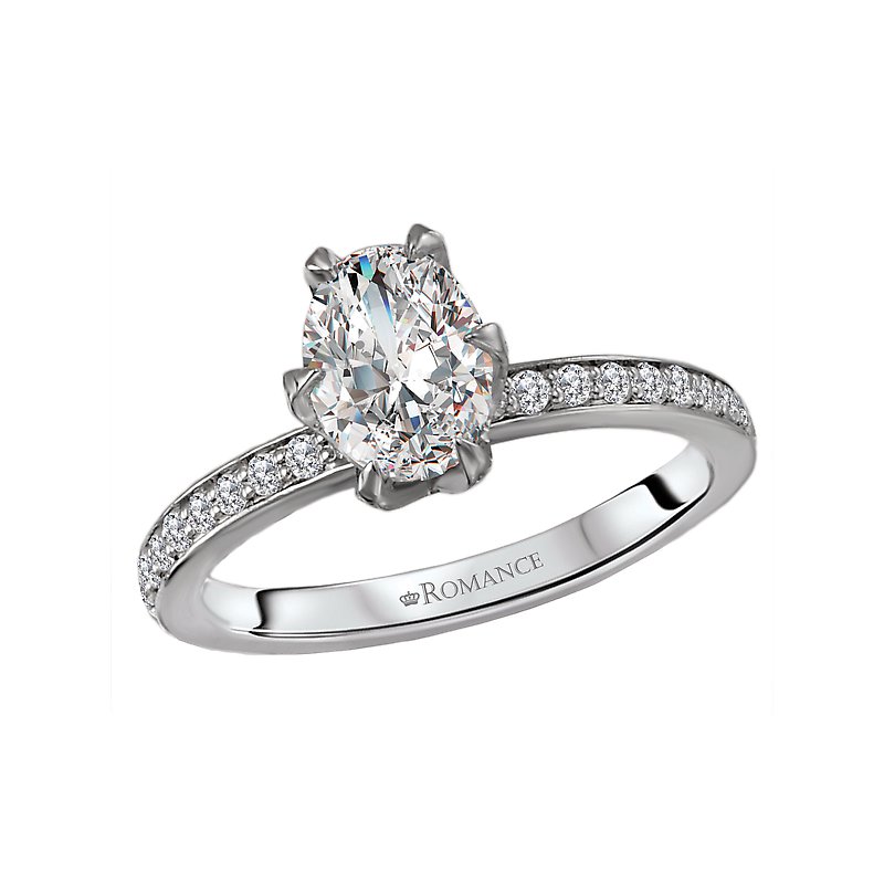 Orbelle Diamond Semi-Mount Engagement Ring - Bandora 14K White Gold Oval Shape