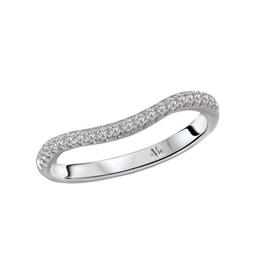 Glemera Curved Wedding Band in 14K White Gold with Round Diamond Accent