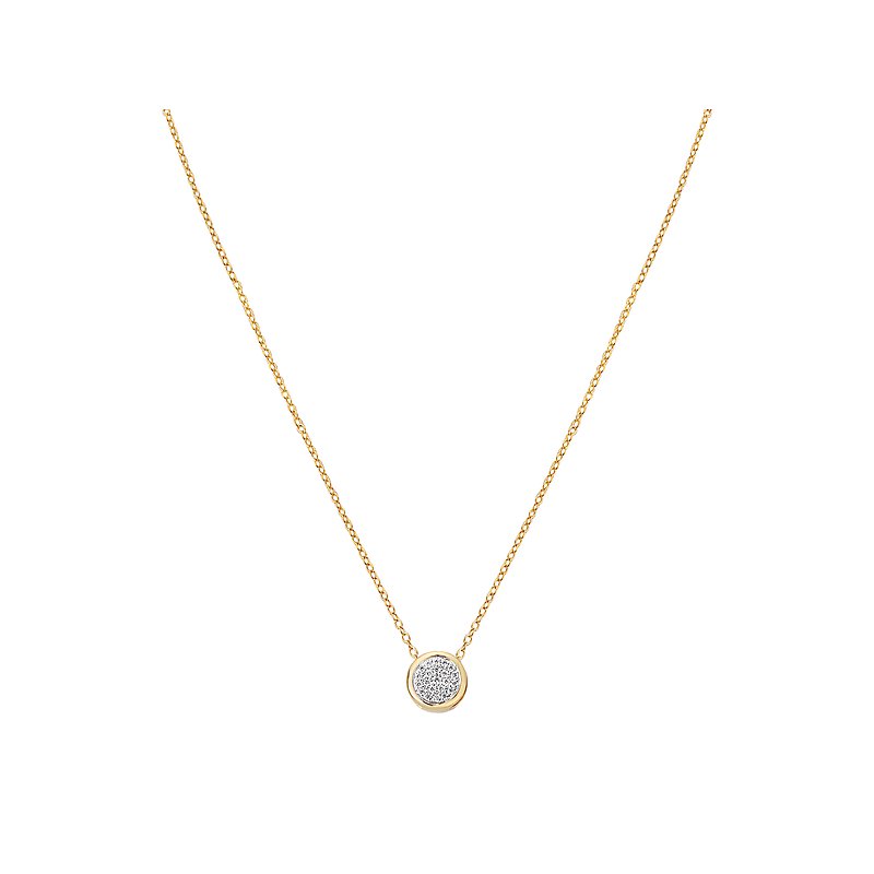 Luxora 14K Yellow Gold Diamond Circle Pendant Necklace, 1/10 CTW