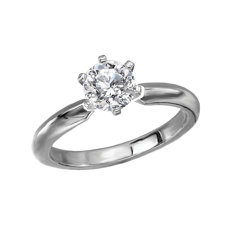 Glemera Solitaire Semi-Mount Diamond Ring - 14K White Gold Floral Setting