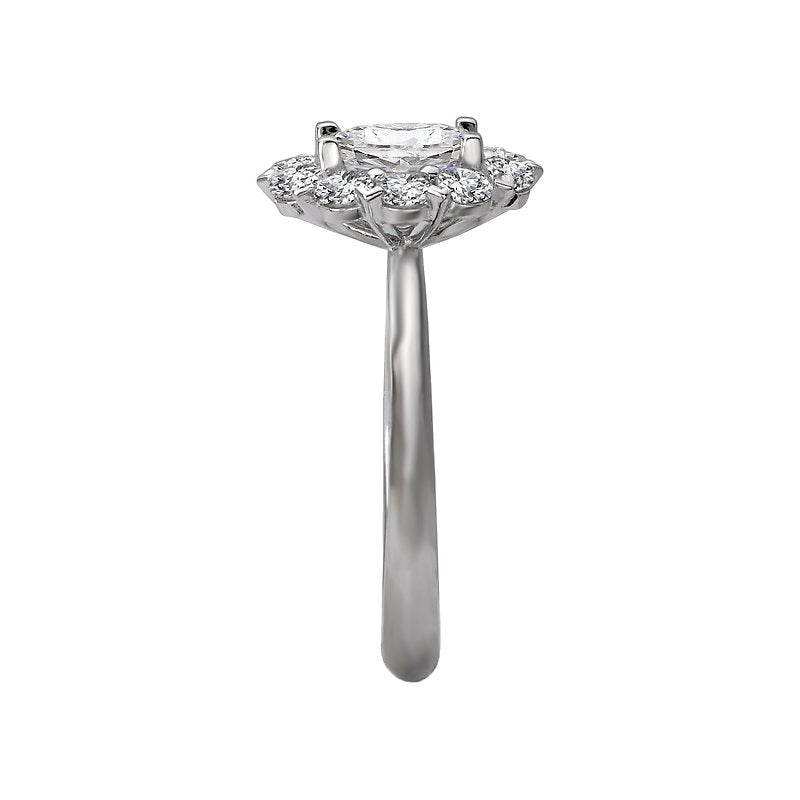 Orbelle Halo Semi-Mount Diamond Ring in 14K White Gold with Oval Lab Grown Diamond