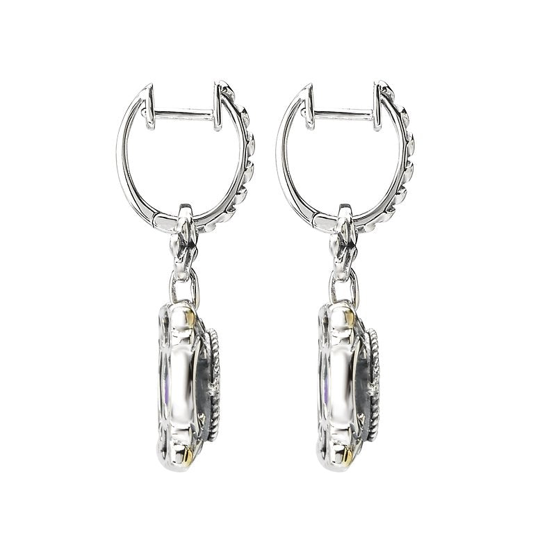 Soloura Amethyst Oval Gemstone Earrings in Two Tone Gold