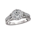 Glemera Vintage Round Halo Diamond Engagement Semi-Mount Ring in 14K White Gold