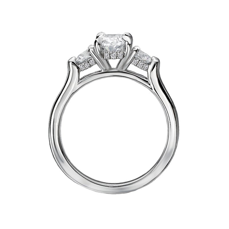 Orbelle 3-Stone Oval Diamond Semi-Mount Engagement Ring in 14K White Gold