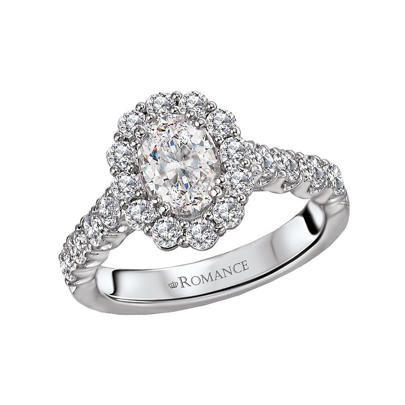 Orbelle Oval Halo Semi-Mount Lab Grown Diamond Ring in 14K White Gold