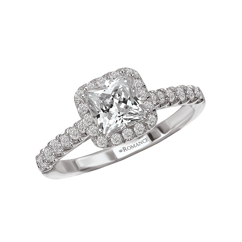 Orbelle Halo Semi-Mount Diamond Ring in 18K White Gold