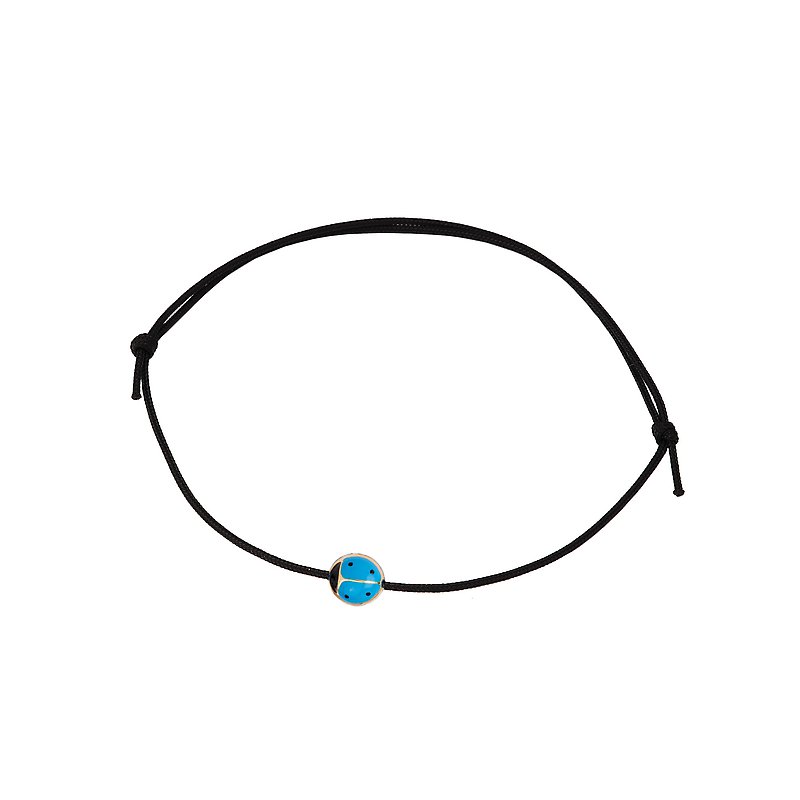 Luxora Italian 14kt Gold Blue Ladybug Bracelet | Adjustable Cord Bracelet