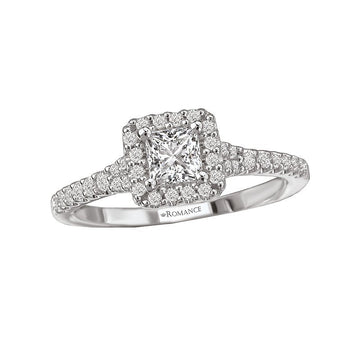 Orbelle Princess Cut Halo Diamond Engagement Ring in 14K White Gold