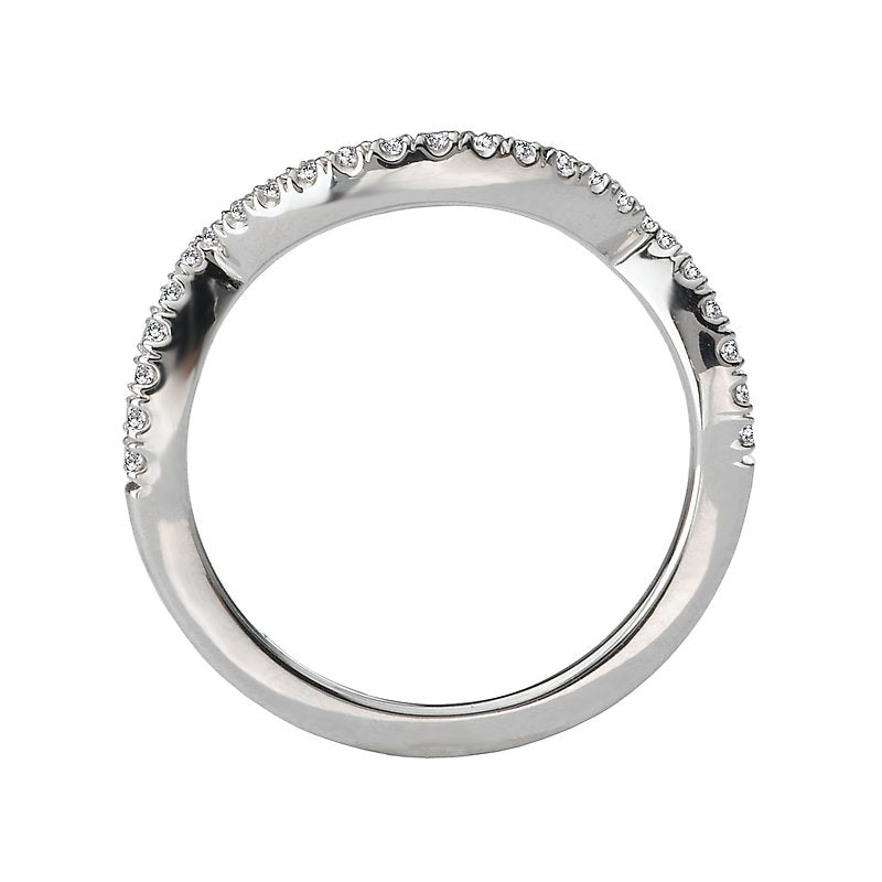 Orbelle 14K White Gold Curved Wedding Band with Round Diamond Accents