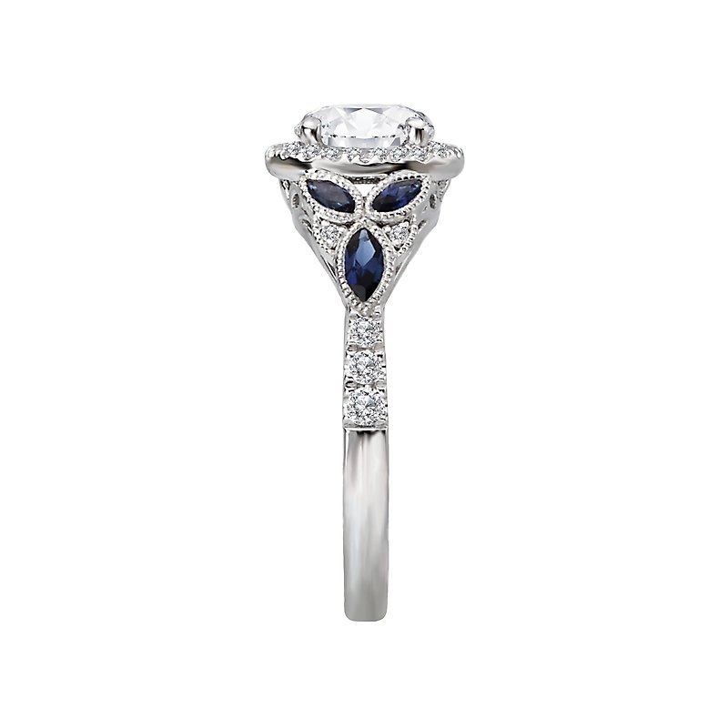Orbelle Halo Lab Grown Diamond Sapphire Semi-Mount Ring