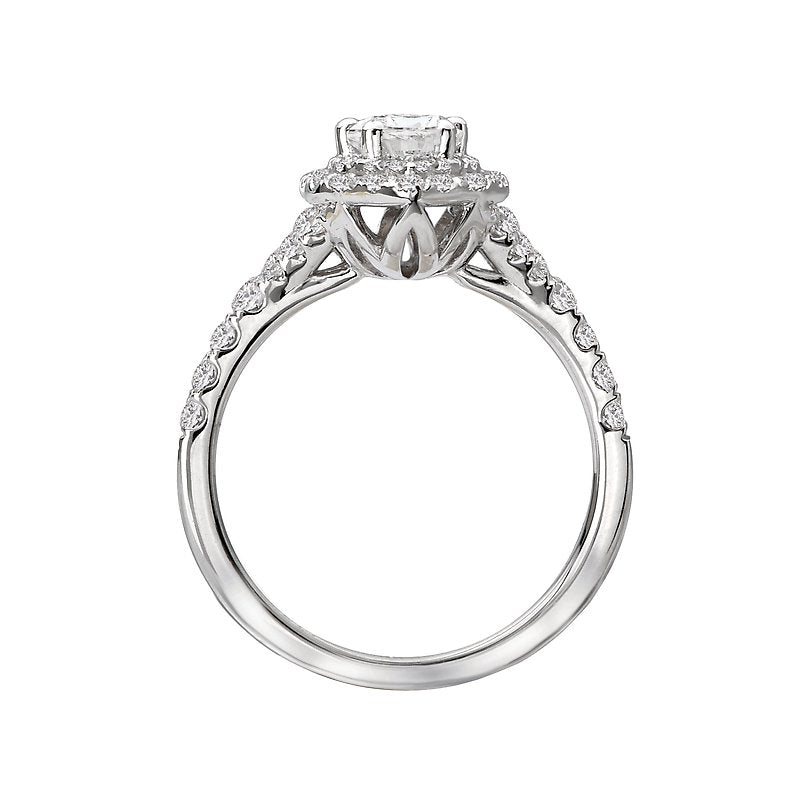 Orbelle Petite Halo Diamond Ring in 14K White Gold with 1/2 ct Pear Center
