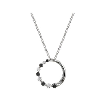 Luxora 14kt White Gold Round Journey Pendant with Black and White Diamonds