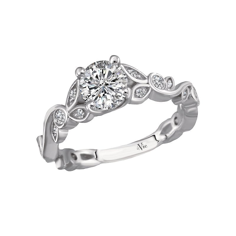 Glemera Bandora 14K White Gold Diamond Ring Semi-Mount for 5.8mm Round Center Stone