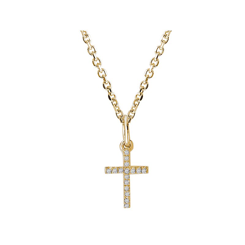 Luxora Diamond Cross Pendant in 14K Yellow Gold