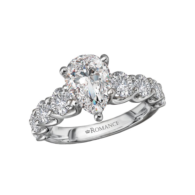 Orbelle Diamond Band Semi-Mount Engagement Ring | Bandora 14K White Gold Pear Shape