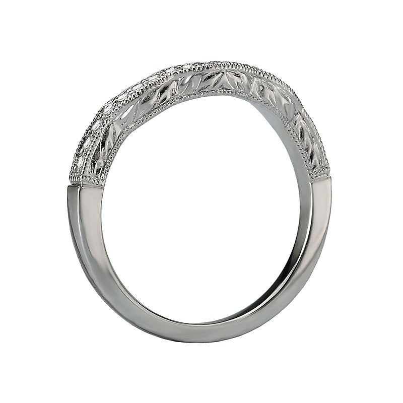 Glemera Curved Matching Wedding Band in 14K White Gold with 1/8 Carat White Diamond