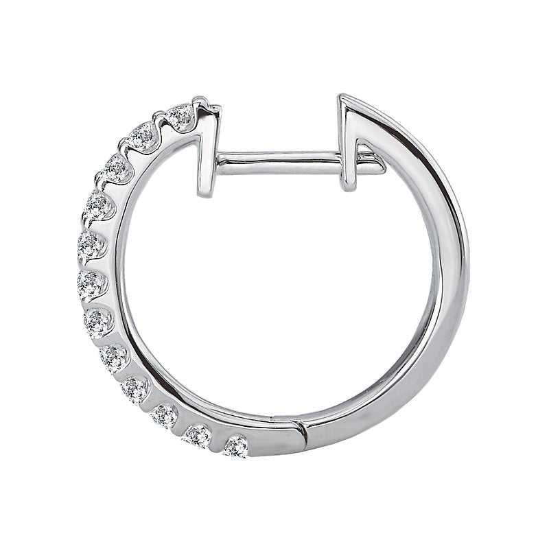 Luxora Diamond Hoop Earrings | 14K White Gold Round Cut Sparkling Diamonds