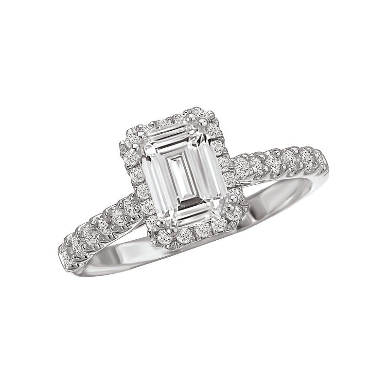 18K White Gold Halo Diamond Orbelle Engagement Semi-Mount Ring