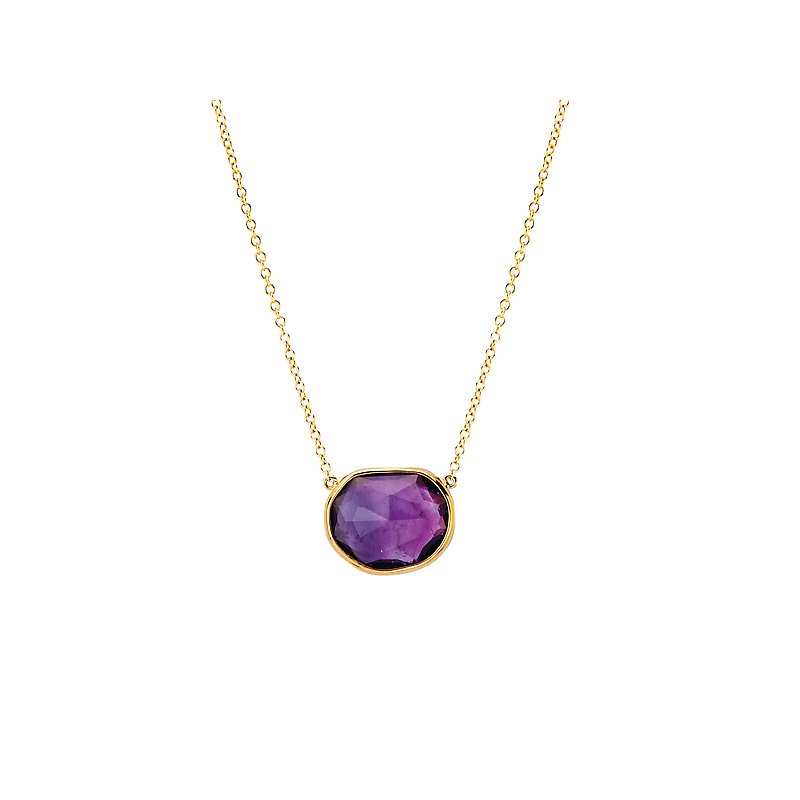 Luxora Amethyst Gemstone Pendant Necklace in 14K Yellow Gold