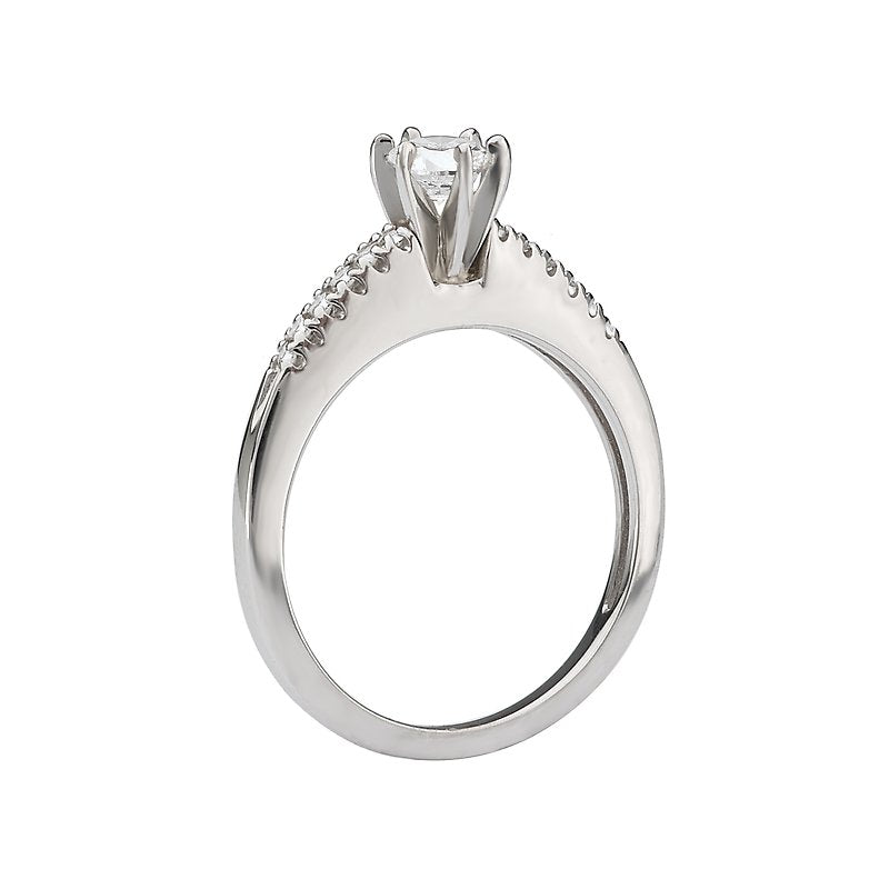 Glemera Petite Bandora Diamond Engagement Ring in 14K White Gold