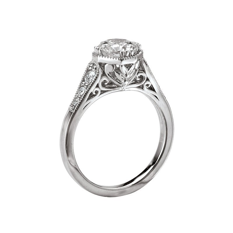 Vintage 18K White Gold Semi-Mount Diamond Ring - Orbelle Collection