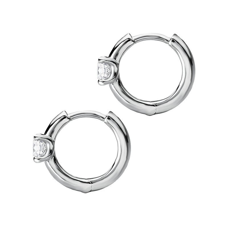 Luxora 14K White Gold Diamond Huggie Earrings