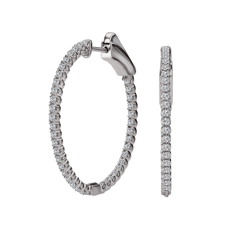 Luxora Oval Diamond Hoop Earrings in 14K White Gold