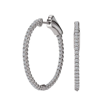 Luxora Oval Diamond Hoop Earrings in 14K White Gold