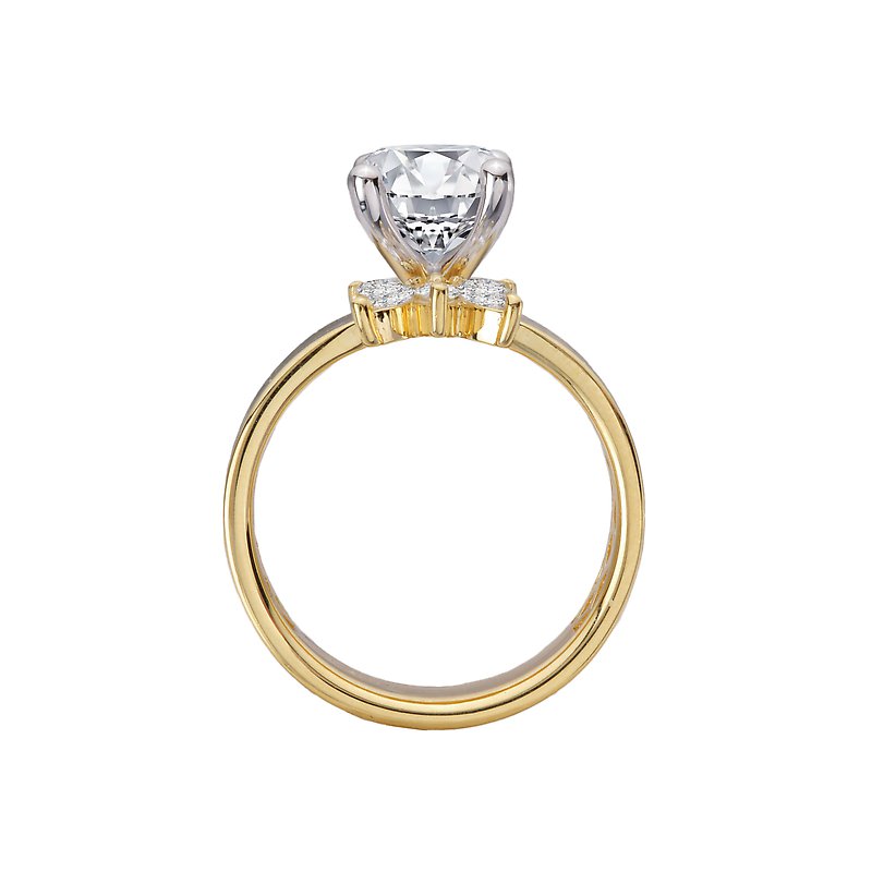 Orbelle Wide Band Semi-Mount Diamond Engagement Ring - 14K Yellow Gold