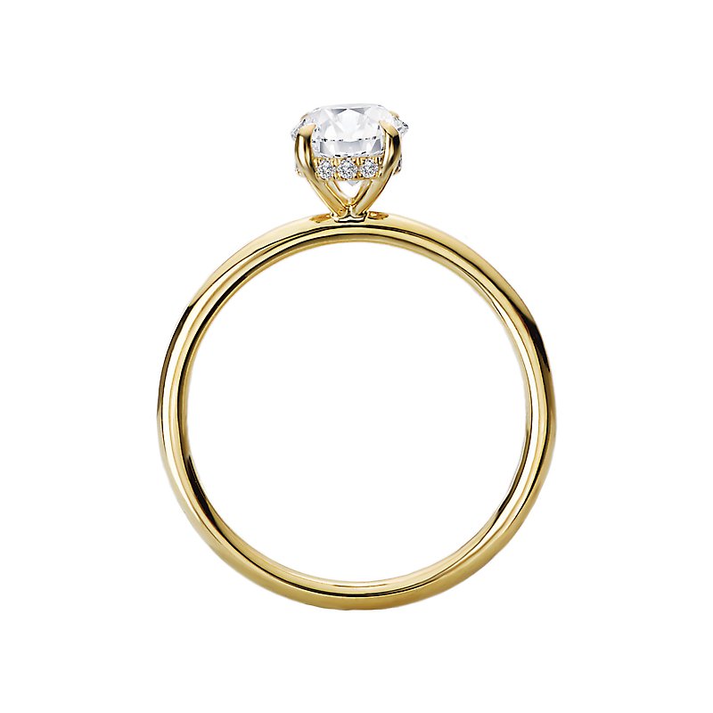 Orbelle Yellow Gold Hidden Halo Oval Diamond Semi-Mount Engagement Ring