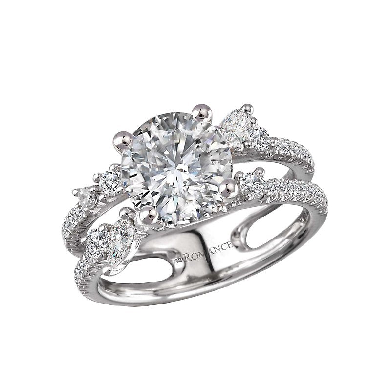 Orbelle 14K White Gold Split Shank Diamond Engagement Ring