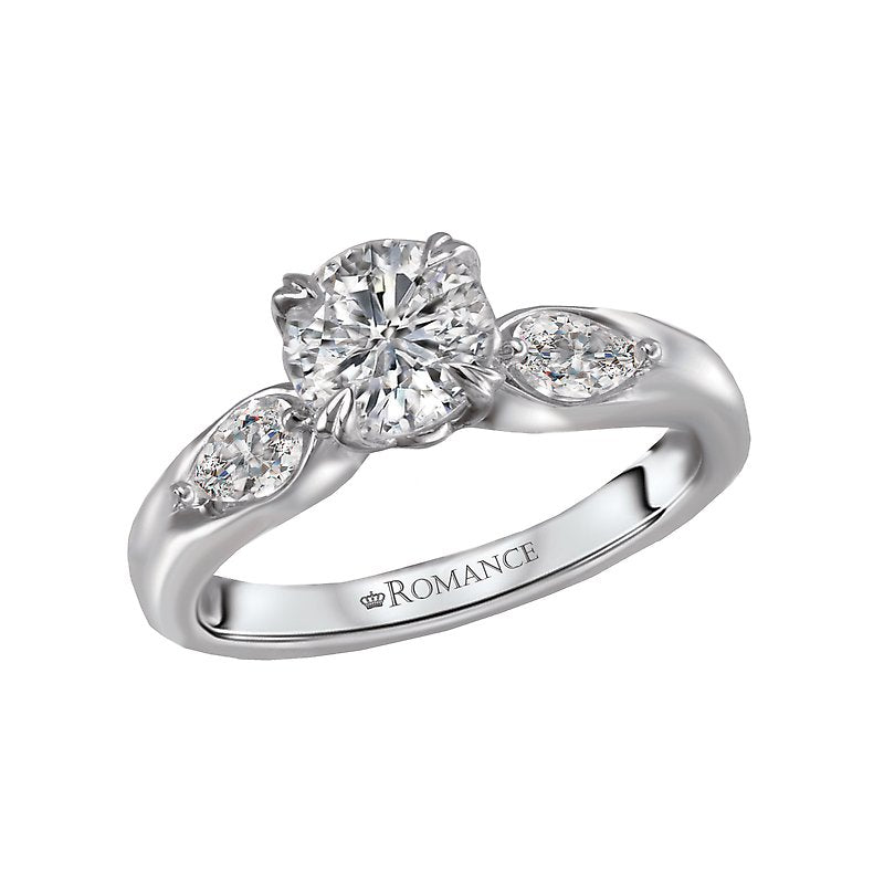 Bandora 18K White Gold Pear Shaped Diamond Engagement Semi-Mount Ring