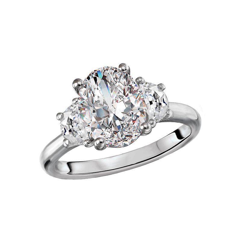 Chic 14K White Gold Lab Grown Diamond 3-Stone Semi-Mount Engagement Ring